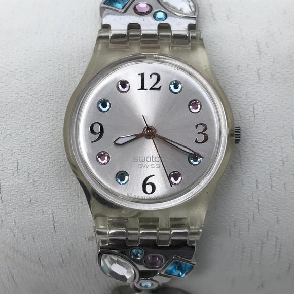 Swatch Ladies Watch Multi Color Crystals Accent Me - Picture 2 of 12